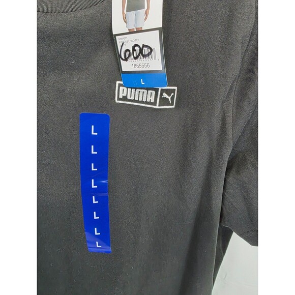 PUMA Black  Embroidery Logo Crew Neck Short Sleeve T-Shirt Mens Size L NWT - Picture 4 of 7